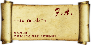 Frid Arián névjegykártya